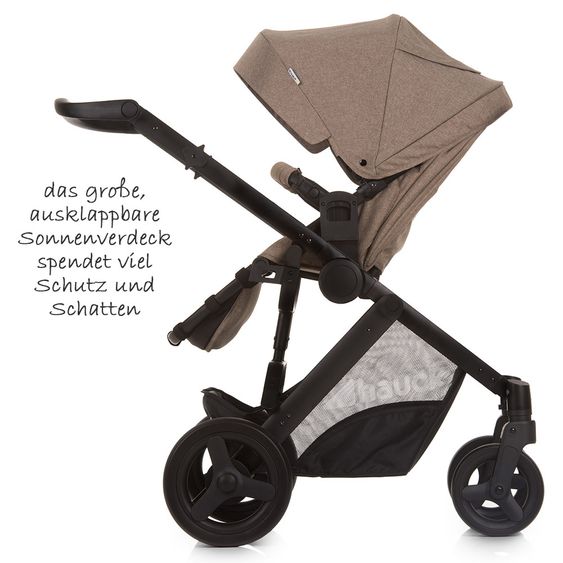 Hauck 4in1 Kinderwagen-Set Maxan 4 Plus inkl. Babyschale Comfort Fix und Isofix Basis - Melange Brown