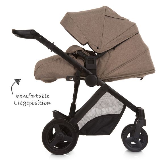 Hauck 4in1 Kinderwagen-Set Maxan 4 Plus inkl. Babyschale Comfort Fix und Isofix Basis - Melange Brown