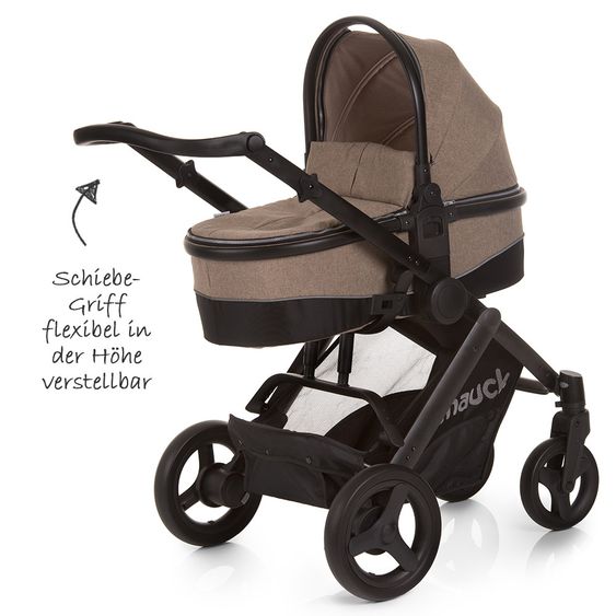 Hauck 4in1 Kinderwagen-Set Maxan 4 Plus inkl. Babyschale Comfort Fix und Isofix Basis - Melange Brown