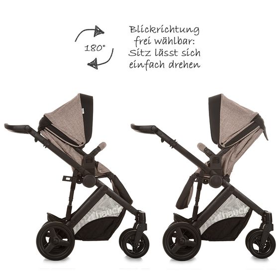 Hauck 4in1 Kinderwagen-Set Maxan 4 Plus inkl. Babyschale Comfort Fix und Isofix Basis - Melange Sand