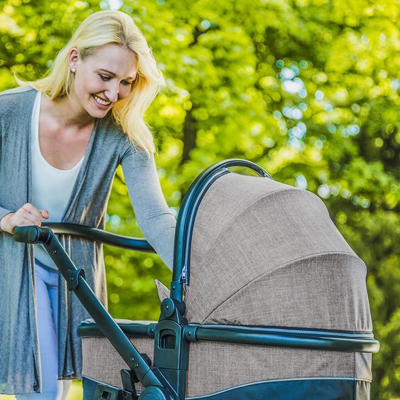 Hauck 4in1 Kinderwagen-Set Maxan 4 Plus inkl. Babyschale Comfort Fix und Isofix Basis - Melange Sand