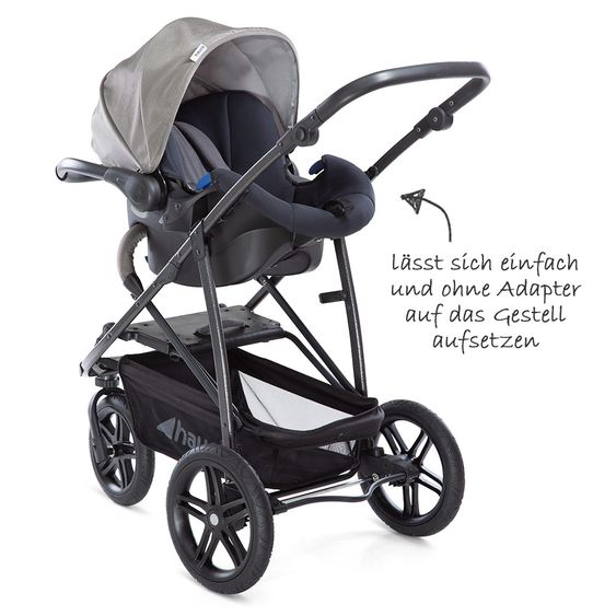 Hauck 4in1 Kinderwagen-Set Rapid 3R Plus (bis 25 kg) inkl. Isofix Basis, Regenschutz und Insektenschutz - Charcoal