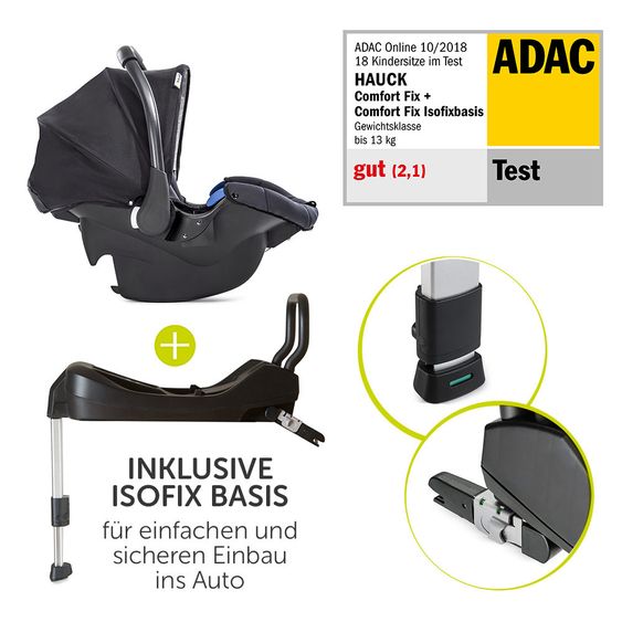 Hauck 4in1 Kinderwagen-Set Rapid 4S Plus (bis 25 kg) inkl. Isofix Basis, Regenschutz und Insektenschutz - Caviar Silver