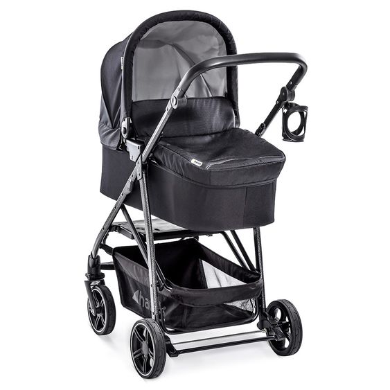 Hauck 4in1 Kinderwagen-Set Rapid 4S Plus (bis 25 kg) inkl. Isofix Basis, Regenschutz und Insektenschutz - Caviar Silver