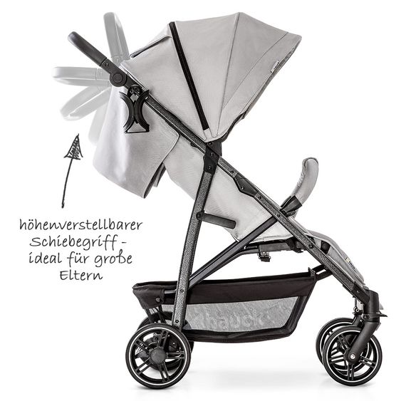 Hauck 4in1 Kinderwagen-Set Rapid 4S Plus (bis 25 kg) inkl. Isofix Basis, Regenschutz und Insektenschutz - Lunar Stone