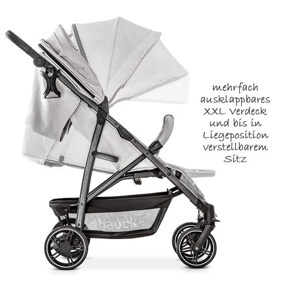 Hauck 4in1 Kinderwagen-Set Rapid 4S Plus (bis 25 kg) inkl. Isofix Basis, Regenschutz und Insektenschutz - Lunar Stone