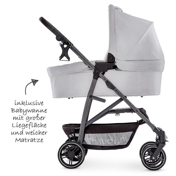 Hauck 4in1 Kinderwagen-Set Rapid 4S Plus (bis 25 kg) inkl. Isofix Basis, Regenschutz und Insektenschutz - Lunar Stone