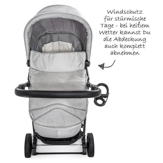 Hauck 4in1 Kinderwagen-Set Rapid 4S Plus (bis 25 kg) inkl. Isofix Basis, Regenschutz und Insektenschutz - Lunar Stone