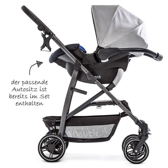 Hauck 4in1 Kinderwagen-Set Rapid 4S Plus (bis 25 kg) inkl. Isofix Basis, Regenschutz und Insektenschutz - Lunar Stone