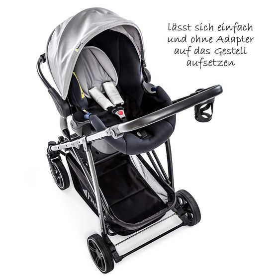 Hauck 4in1 Kinderwagen-Set Rapid 4S Plus (bis 25 kg) inkl. Isofix Basis, Regenschutz und Insektenschutz - Lunar Stone