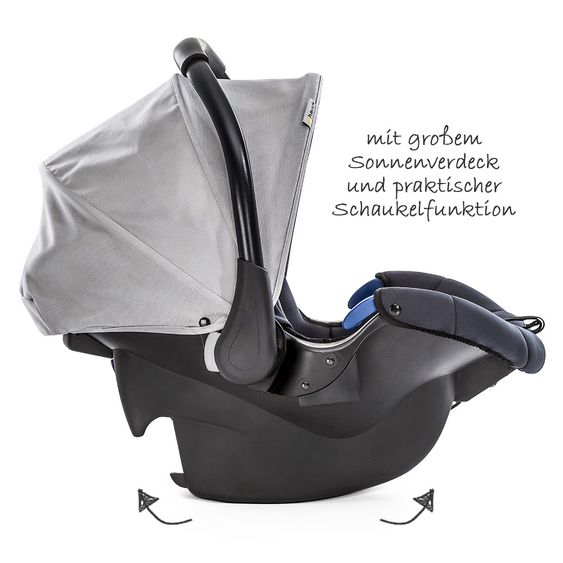 Hauck 4in1 Kinderwagen-Set Rapid 4S Plus (bis 25 kg) inkl. Isofix Basis, Regenschutz und Insektenschutz - Lunar Stone