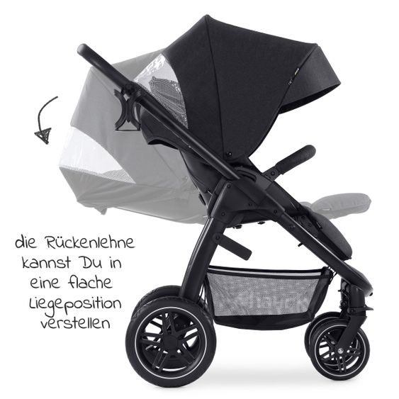 Hauck 4in1 Kinderwagen-Set Saturn R Duoset (bis 25 kg belastbar) inkl. Babyschale, Isofix Basis und XXL Zubehörpaket - Melange Black