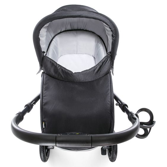 Hauck 4in1 Kinderwagen-Set Saturn R Duoset inkl. Babyschale, Isofix Basis, Regenschutz und Insektenschutz - Caviar Stone