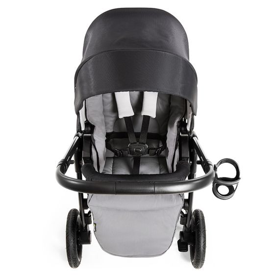 Hauck 4in1 Kinderwagen-Set Saturn R Duoset inkl. Babyschale, Isofix Basis, Regenschutz und Insektenschutz - Caviar Stone