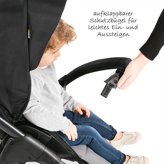 Hauck 4in1 Kinderwagen-Set Saturn R Duoset inkl. Babyschale, Isofix Basis, Regenschutz und Insektenschutz - Caviar Stone