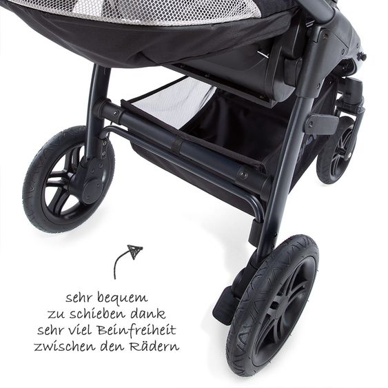 Hauck 4in1 Kinderwagen-Set Saturn R Duoset inkl. Babyschale, Isofix Basis, Regenschutz und Insektenschutz - Caviar Stone