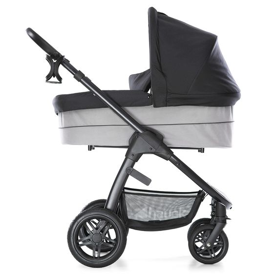 Hauck 4in1 Kinderwagen-Set Saturn R Duoset inkl. Babyschale, Isofix Basis, Regenschutz und Insektenschutz - Caviar Stone