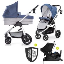 4in1 Stroller Set Saturn R Duoset incl. infant carrier, Isofix base, raincover and insect screen - Denim Silver