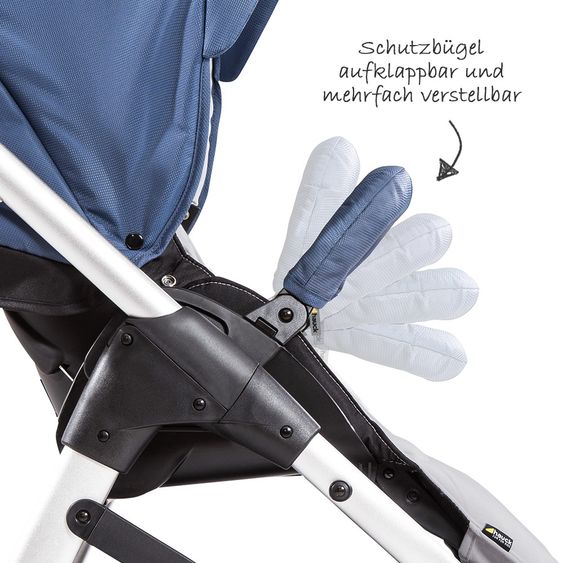 Hauck 4in1 Kinderwagen-Set Saturn R Duoset inkl. Babyschale, Isofix Basis, Regenschutz und Insektenschutz - Denim Silver