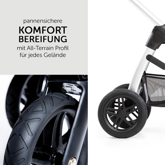 Hauck 4in1 Kinderwagen-Set Saturn R Duoset inkl. Babyschale, Isofix Basis, Regenschutz und Insektenschutz - Denim Silver
