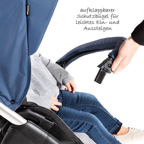 Hauck 4in1 Kinderwagen-Set Saturn R Duoset inkl. Babyschale, Isofix Basis, Regenschutz und Insektenschutz - Denim Silver