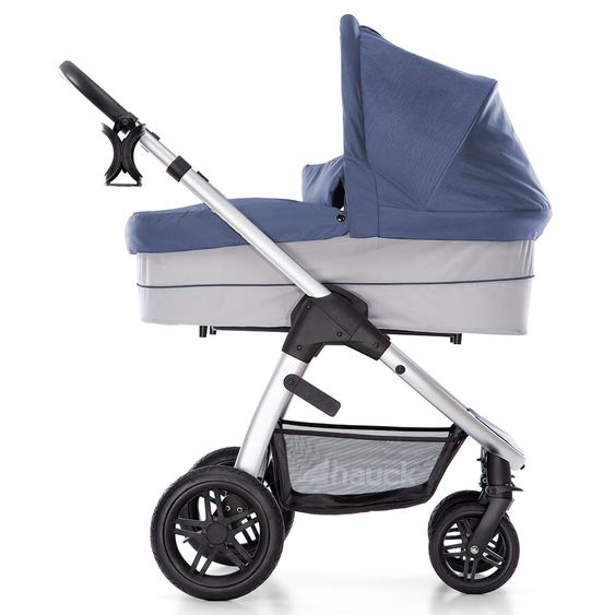 Hauck 4in1 Kinderwagen-Set Saturn R Duoset inkl. Babyschale, Isofix Basis, Regenschutz und Insektenschutz - Denim Silver