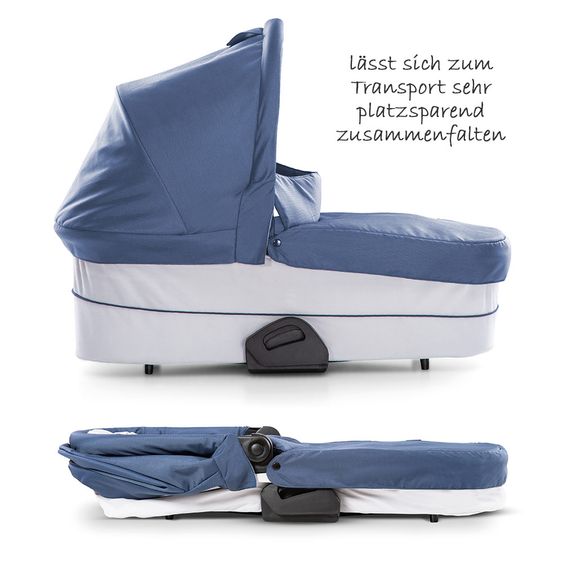 Hauck 4in1 Kinderwagen-Set Saturn R Duoset inkl. Babyschale, Isofix Basis, Regenschutz und Insektenschutz - Denim Silver