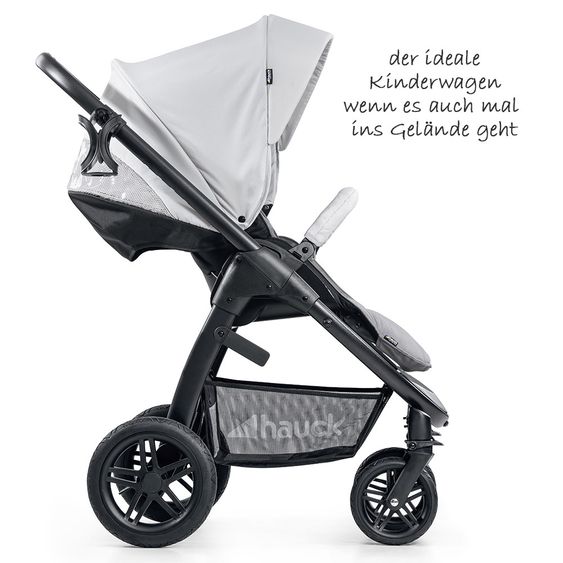 Hauck 4in1 Kinderwagen-Set Saturn R Duoset inkl. Babyschale, Isofix Basis, Regenschutz und Insektenschutz - Lunar Stone