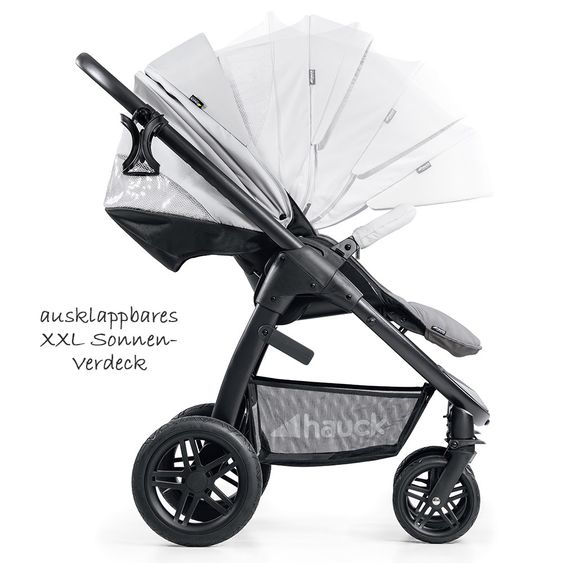 Hauck 4in1 Kinderwagen-Set Saturn R Duoset inkl. Babyschale, Isofix Basis, Regenschutz und Insektenschutz - Lunar Stone