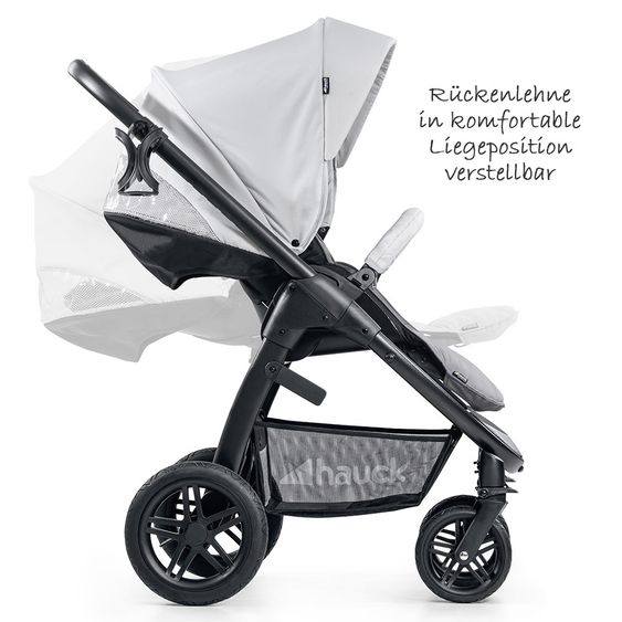 Hauck 4in1 Kinderwagen-Set Saturn R Duoset inkl. Babyschale, Isofix Basis, Regenschutz und Insektenschutz - Lunar Stone