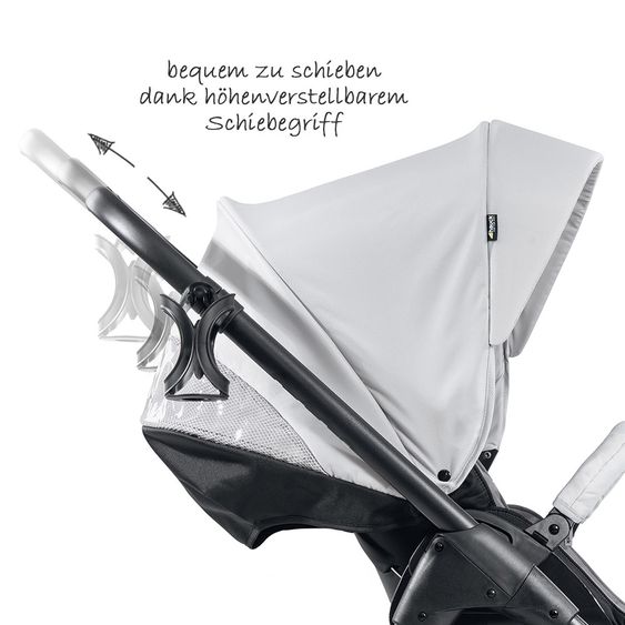 Hauck 4in1 Kinderwagen-Set Saturn R Duoset inkl. Babyschale, Isofix Basis, Regenschutz und Insektenschutz - Lunar Stone