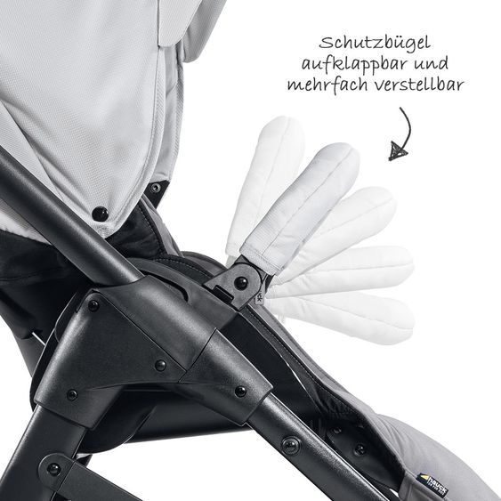 Hauck 4in1 Kinderwagen-Set Saturn R Duoset inkl. Babyschale, Isofix Basis, Regenschutz und Insektenschutz - Lunar Stone