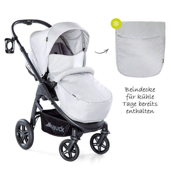 Hauck 4in1 Kinderwagen-Set Saturn R Duoset inkl. Babyschale, Isofix Basis, Regenschutz und Insektenschutz - Lunar Stone