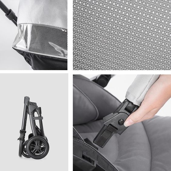 Hauck 4in1 Kinderwagen-Set Saturn R Duoset inkl. Babyschale, Isofix Basis, Regenschutz und Insektenschutz - Lunar Stone