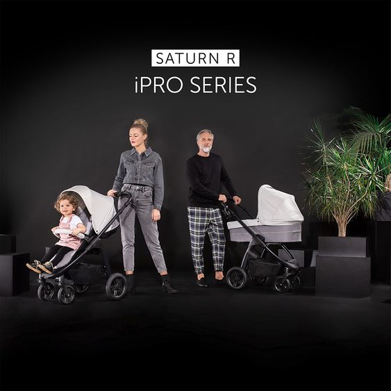 Hauck 4in1 Kinderwagen-Set Saturn R Duoset inkl. Babyschale, Isofix Basis, Regenschutz und Insektenschutz - Lunar Stone