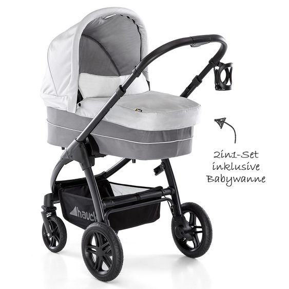 Hauck 4in1 Kinderwagen-Set Saturn R Duoset inkl. Babyschale, Isofix Basis, Regenschutz und Insektenschutz - Lunar Stone