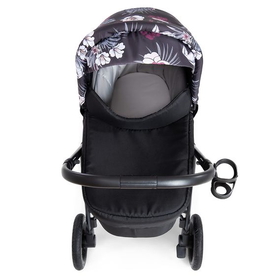 Hauck 4in1 Kinderwagen-Set Saturn R Duoset inkl. Babyschale, Isofix-Basis, Regenschutz und Insektenschutz - Wild Blooms Black