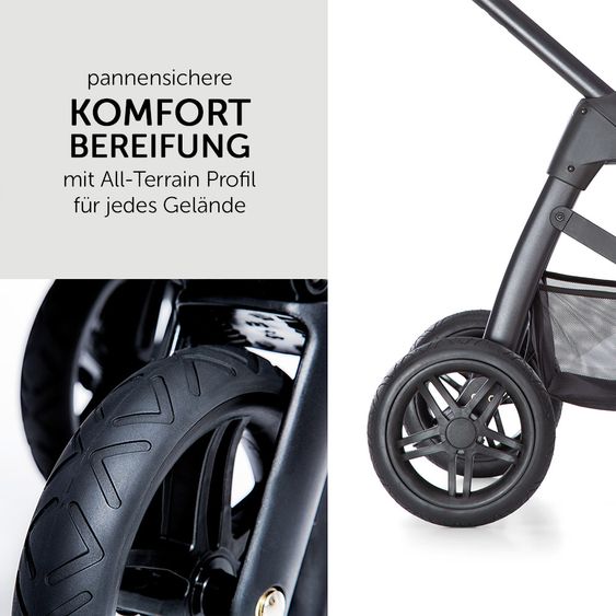 Hauck 4in1 Kinderwagen-Set Saturn R Duoset inkl. Babyschale, Isofix-Basis, Regenschutz und Insektenschutz - Wild Blooms Black
