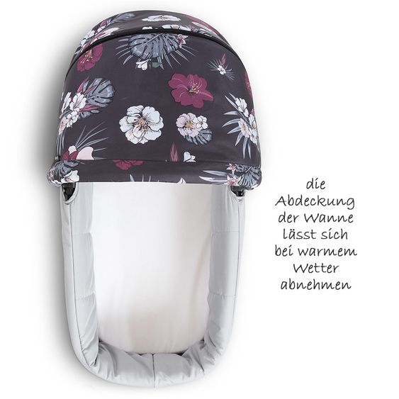 Hauck 4in1 Kinderwagen-Set Saturn R Duoset inkl. Babyschale, Isofix-Basis, Regenschutz und Insektenschutz - Wild Blooms Black