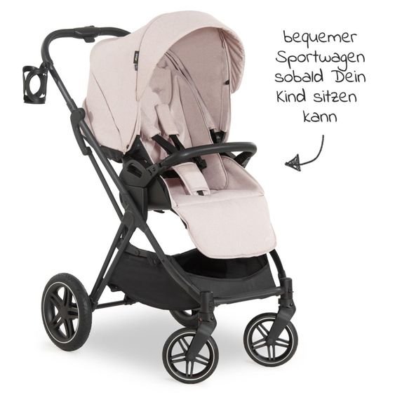 Hauck Set 4in1 per passeggino Vision X - Nero con portabebè i-Size, base Isofix e pacchetto accessori XXL - Melange Beige