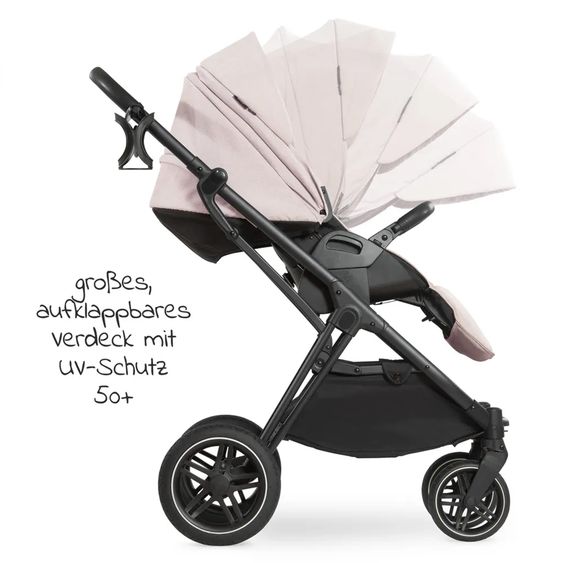 Hauck Set 4in1 per passeggino Vision X - Nero con portabebè i-Size, base Isofix e pacchetto accessori XXL - Melange Beige