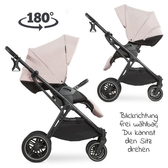Hauck Set 4in1 per passeggino Vision X - Nero con portabebè i-Size, base Isofix e pacchetto accessori XXL - Melange Beige