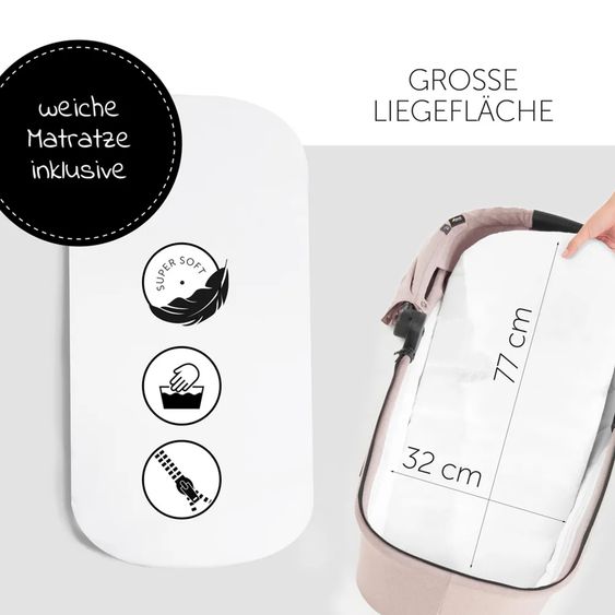 Hauck Set 4in1 per passeggino Vision X - Nero con portabebè i-Size, base Isofix e pacchetto accessori XXL - Melange Beige