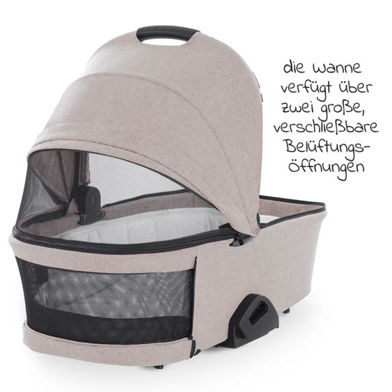 Hauck Set 4in1 per passeggino Vision X - Nero con portabebè i-Size, base Isofix e pacchetto accessori XXL - Melange Beige