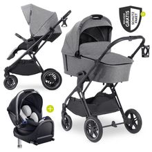 Set 4in1 per passeggino Vision X - Nero con portabebè i-Size, base Isofix e pacchetto accessori XXL - Grigio Melange