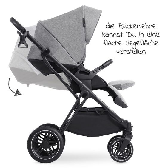 Hauck 4in1 Kinderwagen-Set Vision X - Black inkl. i-Size Babyschale, Isofix Basis und XXL Zubehörpaket - Melange Grey