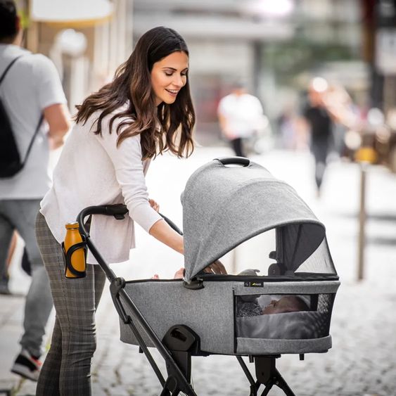 Hauck 4in1 Kinderwagen-Set Vision X - Black inkl. i-Size Babyschale, Isofix Basis und XXL Zubehörpaket - Melange Grey