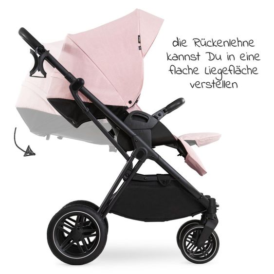 Hauck 4in1 Kinderwagen-Set Vision X - Black inkl. i-Size Babyschale, Isofix Basis und XXL Zubehörpaket - Melange Rose