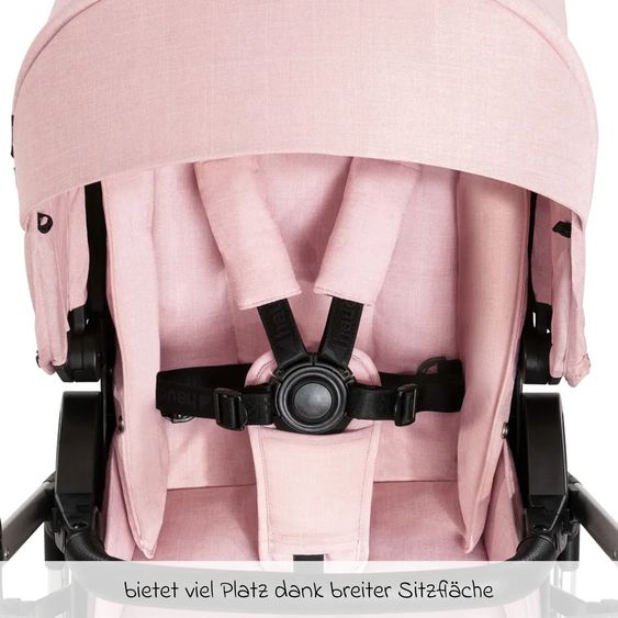 Hauck 4in1 Kinderwagen-Set Vision X - Black inkl. i-Size Babyschale, Isofix Basis und XXL Zubehörpaket - Melange Rose