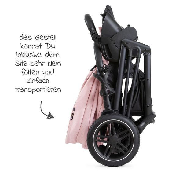 Hauck 4in1 Kinderwagen-Set Vision X - Black inkl. i-Size Babyschale, Isofix Basis und XXL Zubehörpaket - Melange Rose